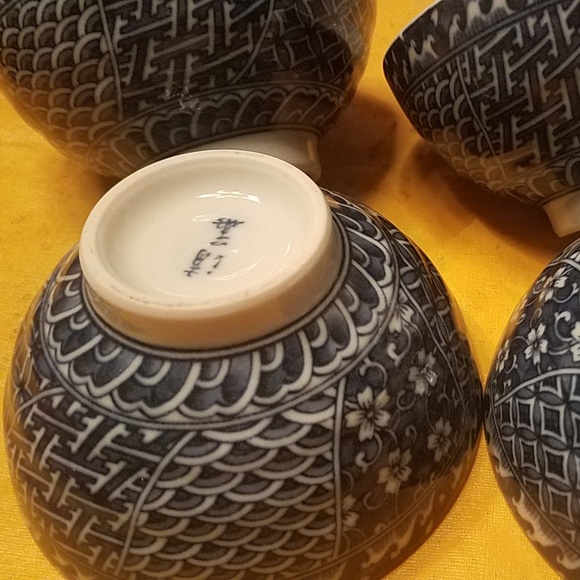 4 blue white bowls grandmillennial somen noodles - Picture 3 of 6